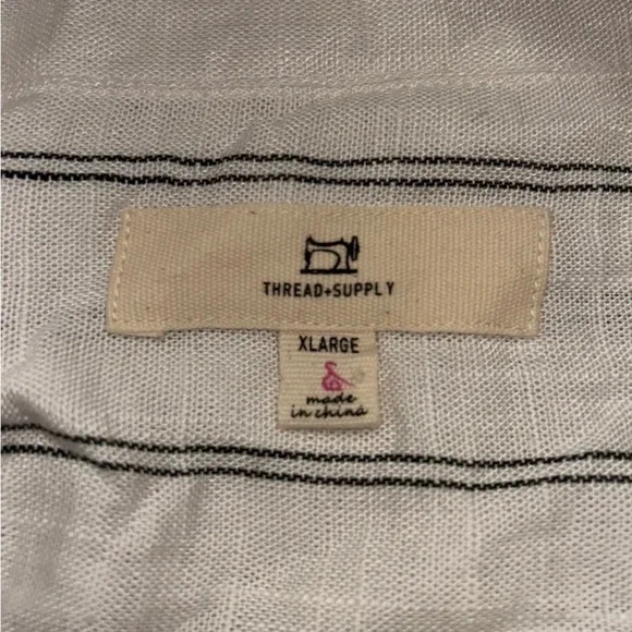 Thread & Supply Casual White and Black Button Down Shirt - Picture 2 of 3